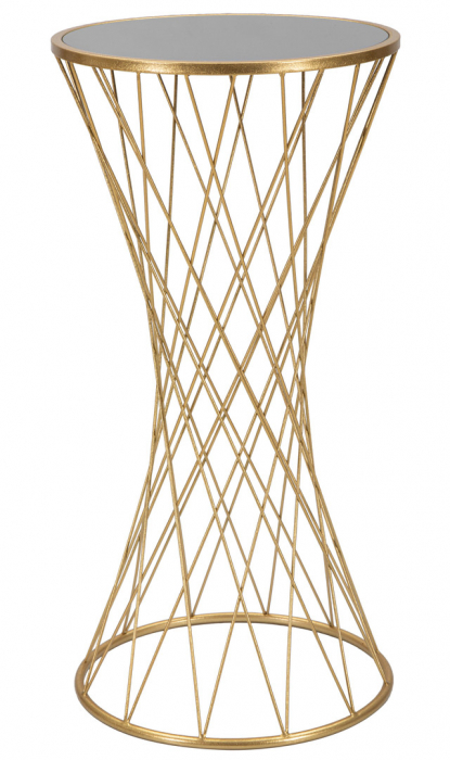 Masuta Tower, Fier/MDF/Oglinda, Auriu, 80x40x40 cm [2]