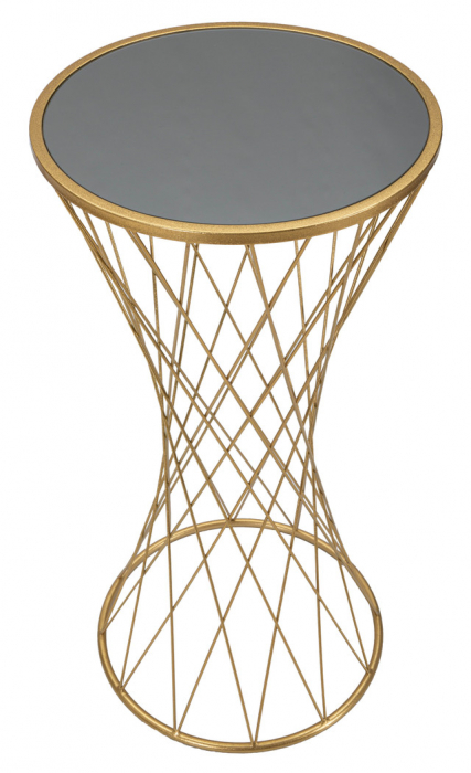 Masuta Tower, Fier/MDF/Oglinda, Auriu, 80x40x40 cm [3]