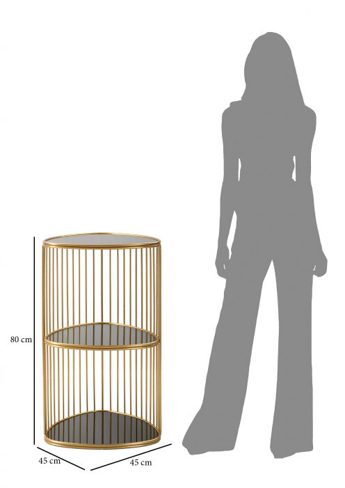 Masuta Triple, Fier/Sticla, Auriu, 80x45x45 cm [5]