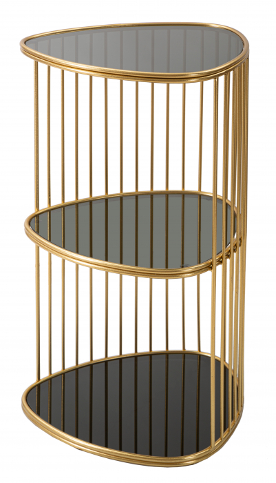 Masuta Triple, Fier/Sticla, Auriu, 80x45x45 cm [2]