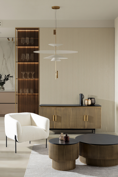 Masuta Virat, MDF, Auriu/Negru, 90x90x40 cm [2]