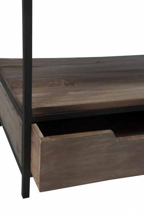 Masuta de cafea, Lemn/metal, Negru/Maro, 120x50x60.5 cm [8]