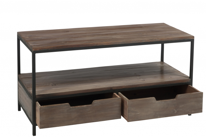 Masuta de cafea, Lemn/metal, Negru/Maro, 120x50x60.5 cm [2]