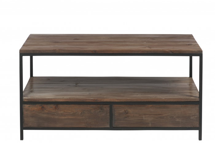 Masuta de cafea, Lemn/metal, Negru/Maro, 120x50x60.5 cm [5]