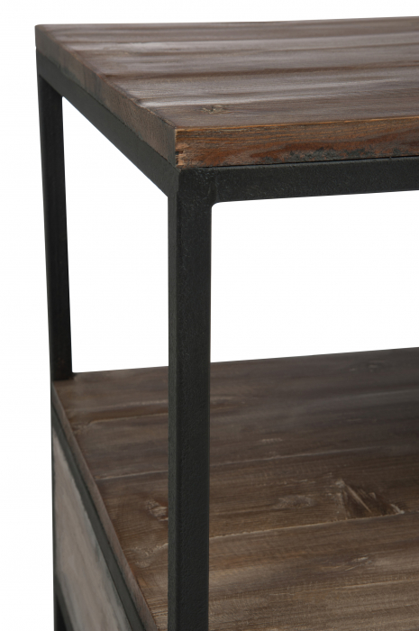 Masuta de cafea, Lemn/metal, Negru/Maro, 120x50x60.5 cm [7]