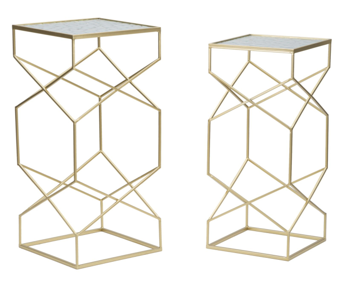 Masute de cafea din sticla, set 2, 31,5x31,5x68-28x28x64 cm [1]