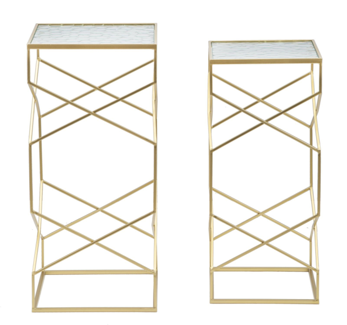 Masute de cafea din sticla, set 2, 31,5x31,5x68-28x28x64 cm [5]