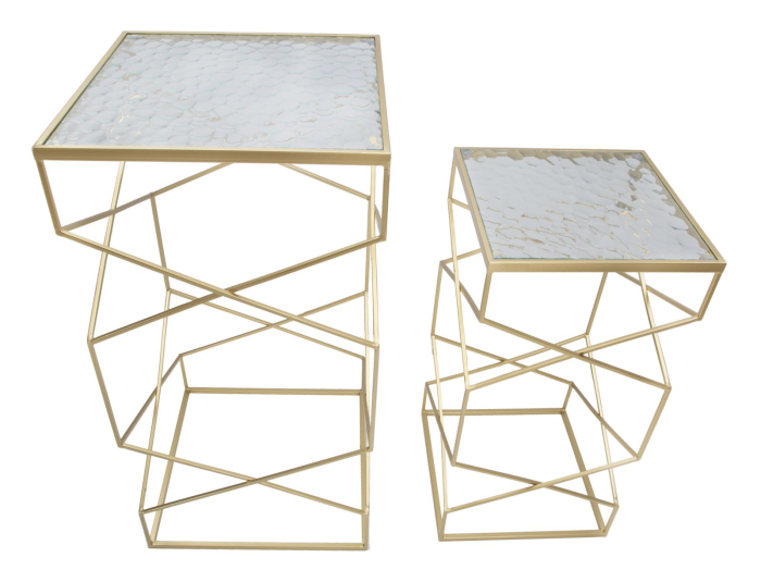 Masute de cafea din sticla, set 2, 50x50x100-40x40x80 cm [2]