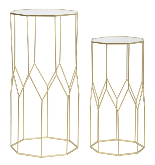 Masute de cafea din sticla, set 2, cm 50x46x100-40x37x80 [1]