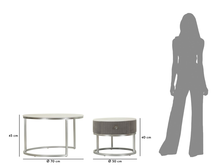 Masute de cafea Greys, Set 2, ø 70x45-50x40 cm [9]