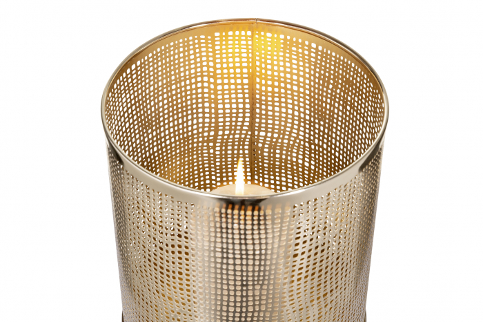 MAURA, Suport lumânare, nichel, interior auriu, d.20, h.30 cm [3]
