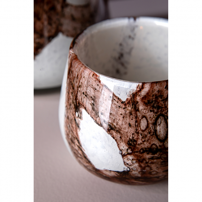 MELLA, Vază, Stormlight, Sticlă, netedă, maro, alb, L. 18,5 cm, L. 18,5 cm, H 17 cm, D 18,5 cm [1]