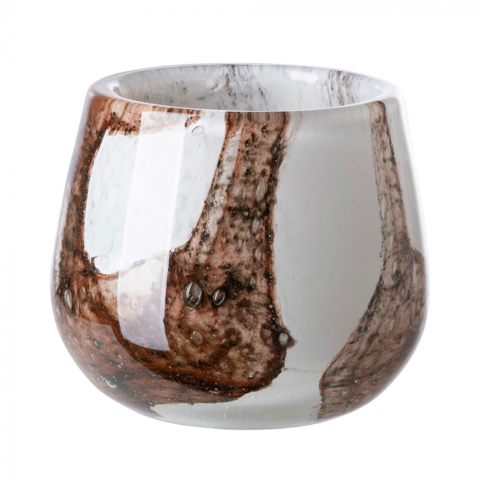 MELLA, Vază, Stormlight, Sticlă, netedă, maro, alb, L. 18,5 cm, L. 18,5 cm, H 17 cm, D 18,5 cm [2]