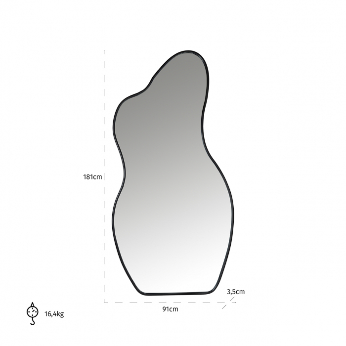 Oglindă Aldon (Negru), Dims: 181.0 x 91.0 x 3.5 cm [3]