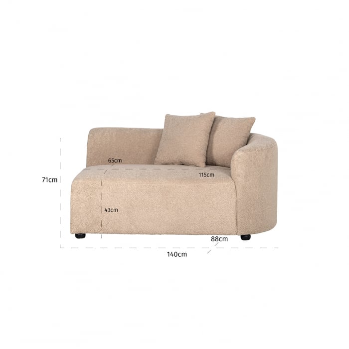 Modul Canapea Grayson pe partea dreapta  bej  furry  140 cm [2]