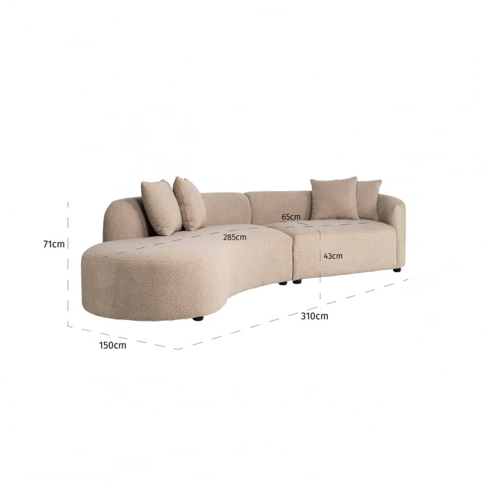 Modul Canapea Grayson pe partea dreapta  bej  furry  140 cm [4]