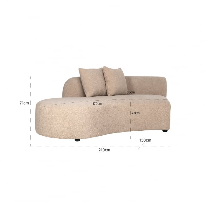 Modul Canapea Grayson pe partea dreapta  bej  furry  140 cm [15]