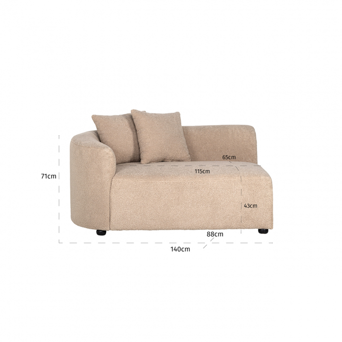 Modul Canapea Grayson pe partea stanga  bej  furry 140 cm [2]