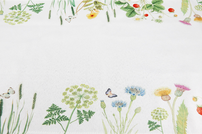 Napron de masa, dreptunghiulara, "Wild Flowers", Design floral, Poliester, crem, l. 40 cm, H. 140 cm [2]