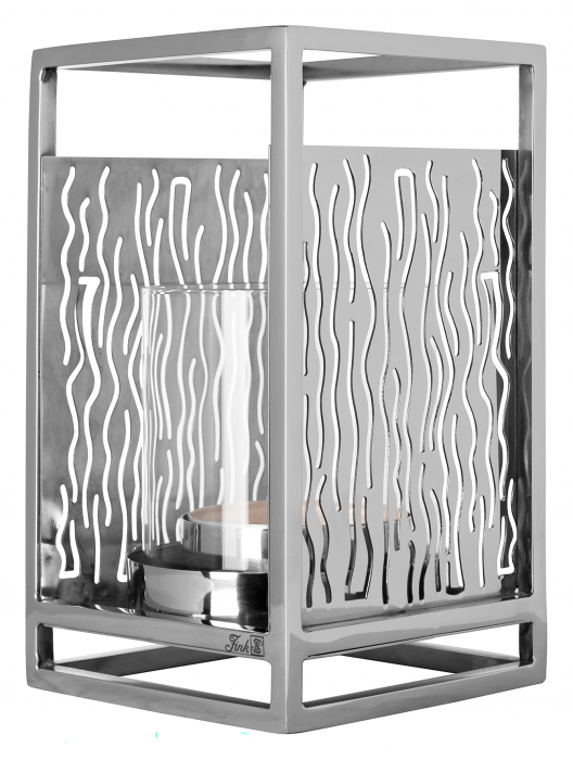 NICOSA, Suport lumânare, sticlă inclusă, inox, l.10, l.10, h.17 cm [5]