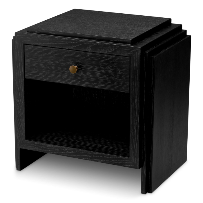 Noptiera ArtDeco furnir stejar gri carbune [1]