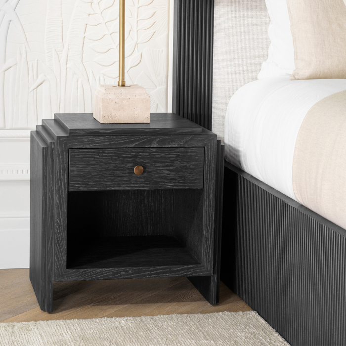 Noptiera ArtDeco furnir stejar gri carbune [2]