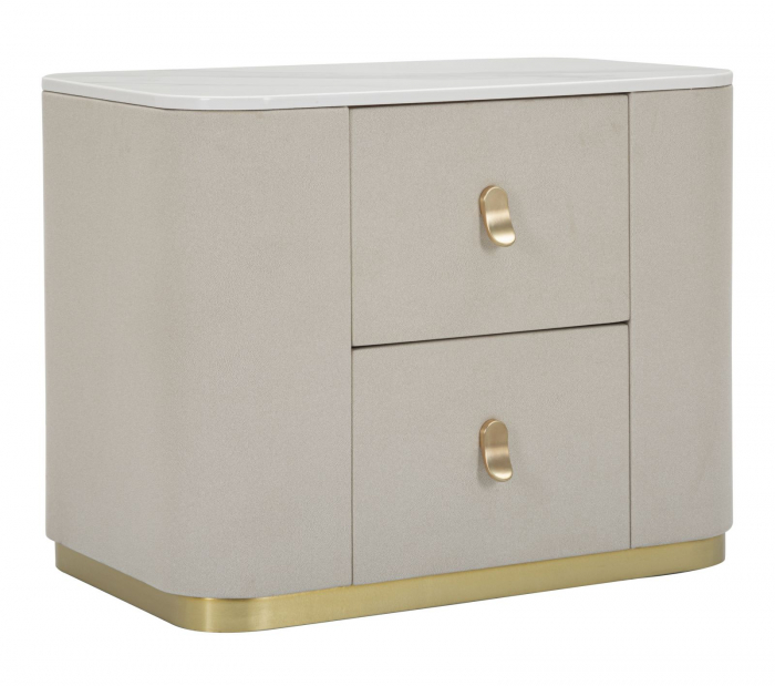 Noptiera cabinet Beauty, Lemn MDF Metal, Crem Auriu, 47x60x40 cm