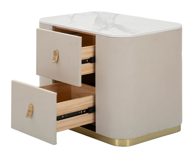 Noptiera/cabinet  Beauty, Lemn/MDF/Metal, Crem/Auriu, 47x60x40 cm [4]