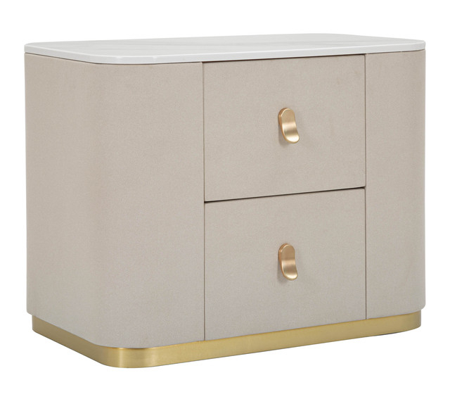 Noptiera/cabinet  Beauty, Lemn/MDF/Metal, Crem/Auriu, 47x60x40 cm [2]