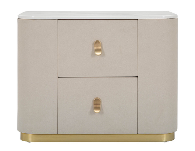 Noptiera/cabinet  Beauty, Lemn/MDF/Metal, Crem/Auriu, 47x60x40 cm [3]