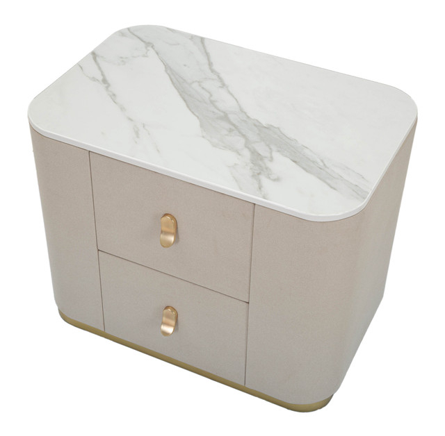 Noptiera/cabinet  Beauty, Lemn/MDF/Metal, Crem/Auriu, 47x60x40 cm [5]