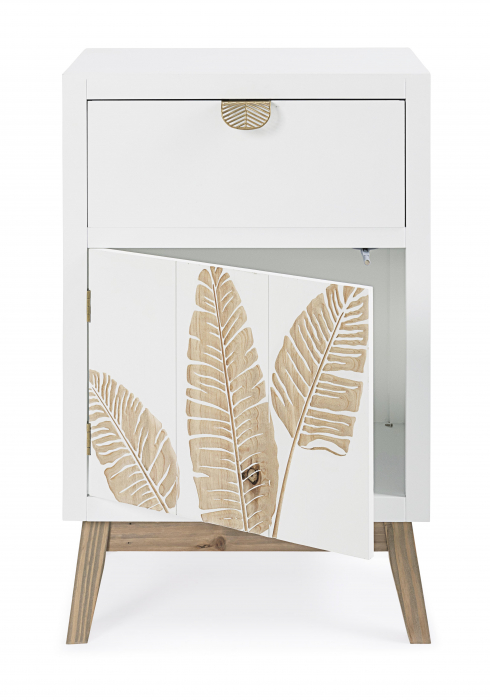 Noptiera Folium, MDF, Alb/Maro, 45x30x70 cm [2]
