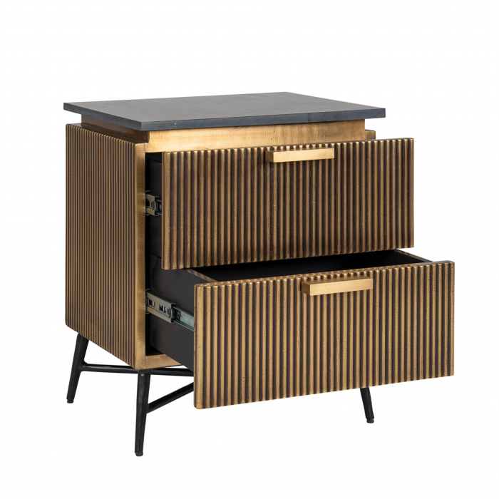 Noptiera Ironville, Metal/MDF/Marmura, Bronz/Negru, 58x50.5x40.5 cm [3]