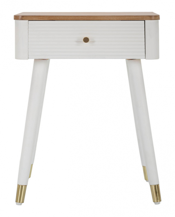 Noptiera Matera, Lemn/MDF/Fier, Alb/Maro, 62x45x32 cm [5]