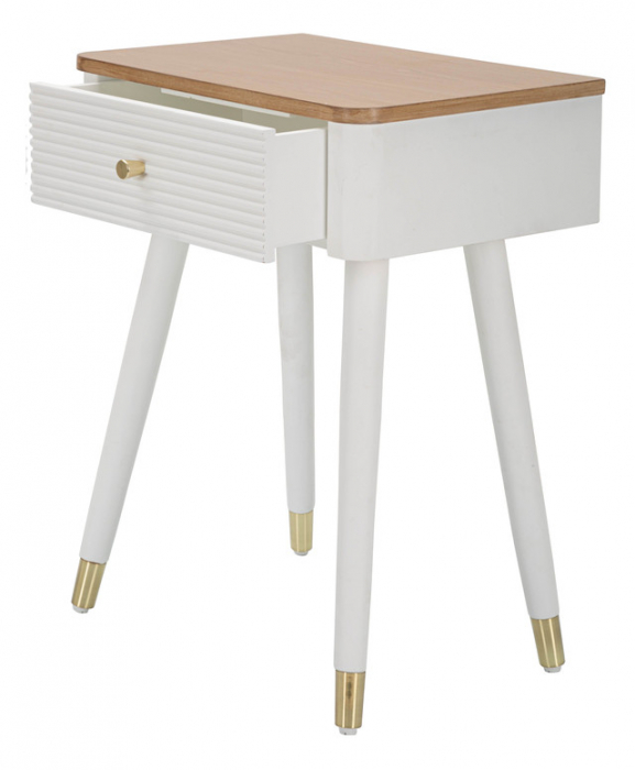 Noptiera Matera, Lemn/MDF/Fier, Alb/Maro, 62x45x32 cm [6]