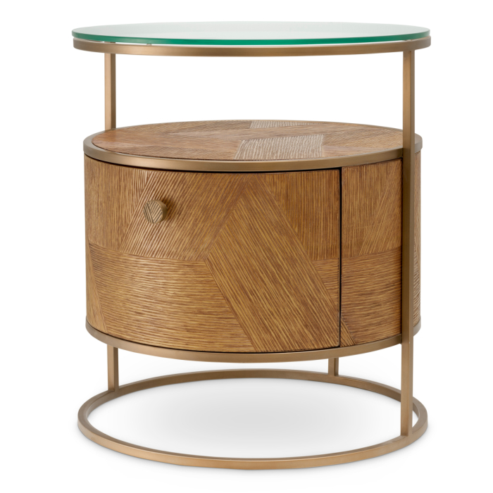 Noptiera Velutto furnir de stejar sculptat, caramel, finisaj alama periata |Ø 50 | H. 56 cm [1]