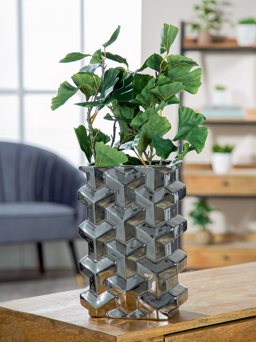 Obiect de decor, dreptunghiular, Apollo, Ceramica, argintiu, PU 1, L. 13 cm, L. 20 cm, H. 30 cm [3]