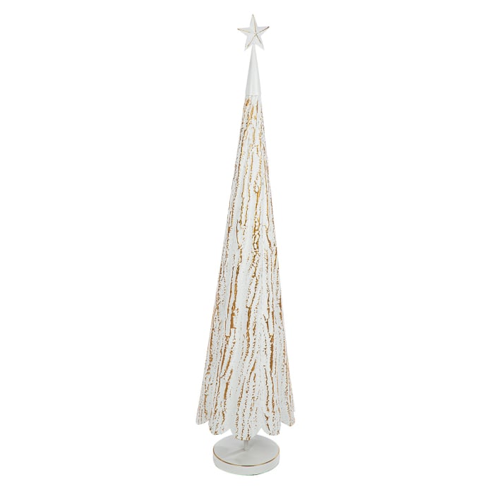 Obiect decorativ, Brad de Craciun, "Faso", Motiv stea, Metal, alb, PU 1, H 118 cm, A. 28 cm [3]