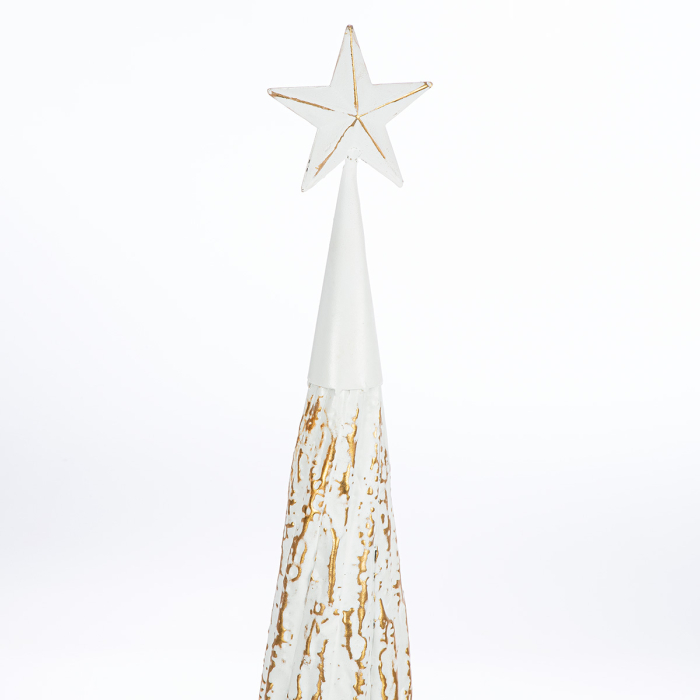 Obiect decorativ, Brad de Craciun, "Faso", Motiv stea, Metal, alb, PU 1, H 118 cm, A. 28 cm [2]