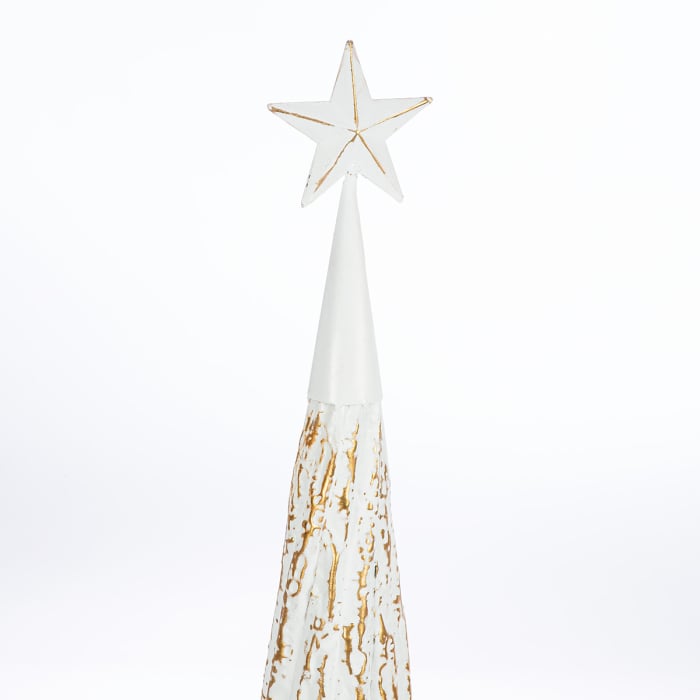 Obiect decorativ, Brad de Craciun, "Faso", Motiv stea, Metal, alb, PU 2, H 79 cm, A. 20 cm [2]
