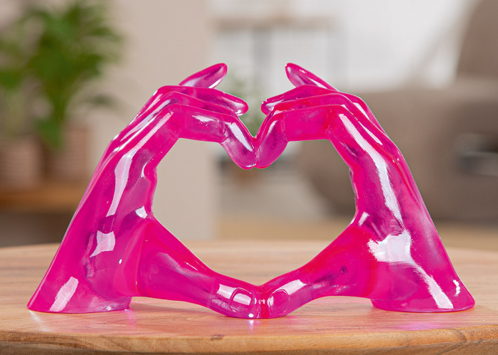 Obiect decorativ, Inimă, Rășină sintetică, roz, PU 2, L. 8 cm, L. 21 cm, H 12 cm [6]