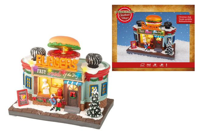 Obiect decorativ (LED), „Burger Restaurant”, Rasina, multicolor, PU 4, L. 12,5 cm, latime 20 cm, inaltime 18,5 cm [2]