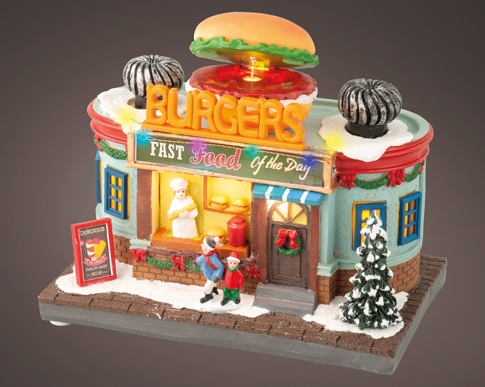 Obiect decorativ (LED), „Burger Restaurant”, Rasina, multicolor, PU 4, L. 12,5 cm, latime 20 cm, inaltime 18,5 cm [3]