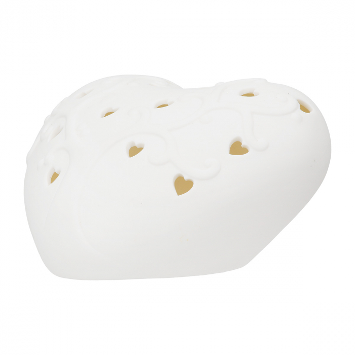 Obiect decorativ (LED), Inimă, Arborele inimii, Porțelan, alb, PU 4, L. 14 cm, L. 15,5 cm, H. 8 cm [2]