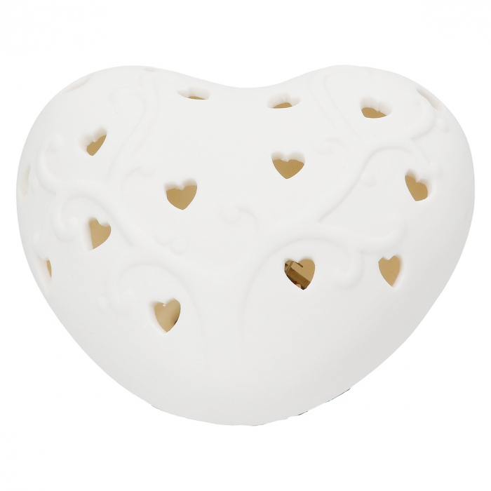 Obiect decorativ (LED), Inimă, Arborele inimii, Porțelan, alb, PU 8, L. 8,5 cm, L. 10 cm, H. 5 cm [1]
