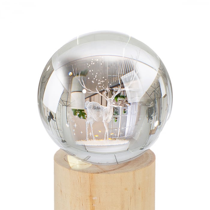 Obiect decorativ (LED), Minge, Cervo, Motiv cerb, Sticla, Lemn, ecru, PU 4, H. 11,5 cm, D. 7,8 cm [2]