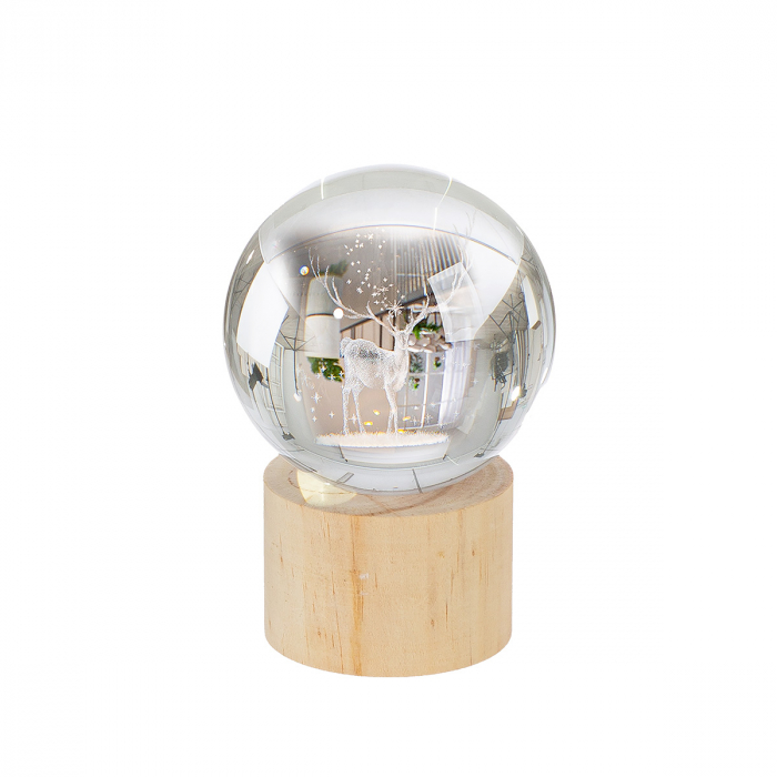 Obiect decorativ (LED), Minge, Cervo, Motiv cerb, Sticla, Lemn, ecru, PU 4, H. 11,5 cm, D. 7,8 cm [1]