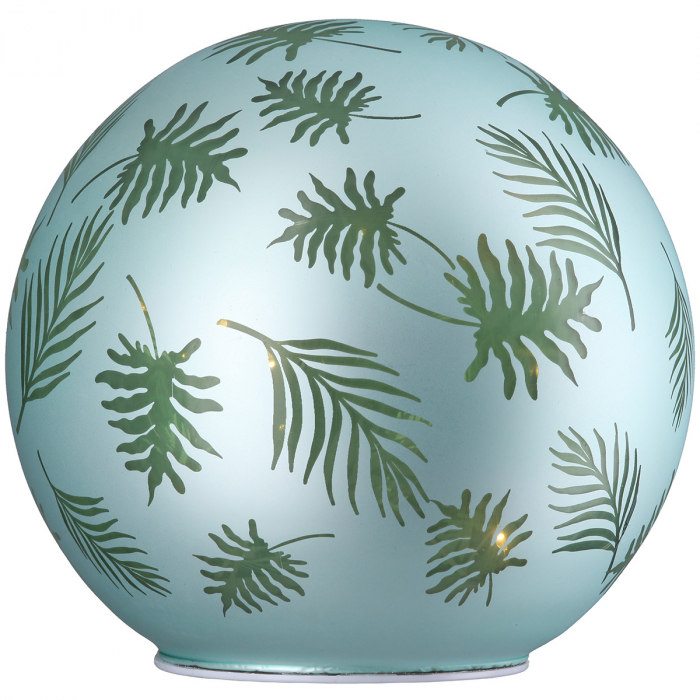Obiect decorativ (LED), rotund, motiv frunze, sticlă, verde, PU 2, H 14 cm, D 15 cm [1]