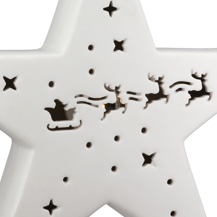 Obiect decorativ (LED), Stea, „Stella”, Motiv cu ren, Portelan, alb, PU 4, L. 5 cm, L. 20,5 cm, H 19,3 cm [2]