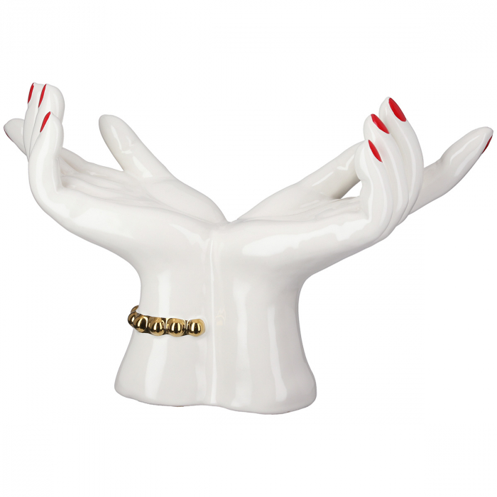 Obiect decorativ, Mână, Motiv mână, Ceramică, alb, PU 1, L. 11 cm, L. 36 cm, H 22 cm [1]